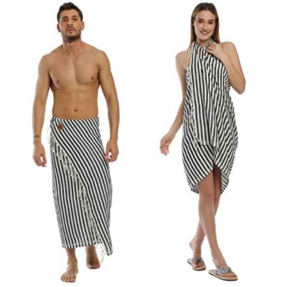 New Aqua Blue Turkish Cotton Peshtemal Beach Towel Bath Spa Fouta Pool Sarong - Picture 6 of 8